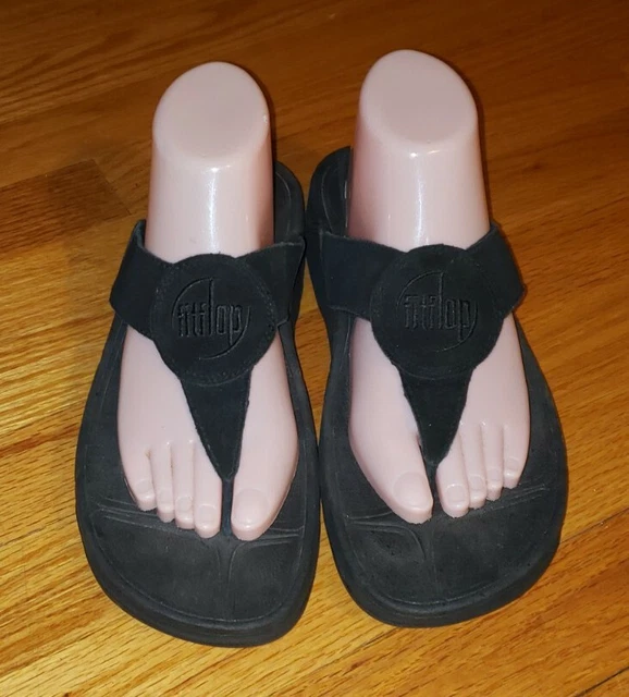 Fitflop black Suede leather sandals Womans Size 9 2