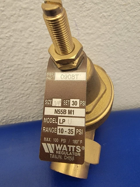 Watts N55B M1 Water Pressure Regulator SZ. ¾ LP. U Set 30 PSI Range 10-35 PSI