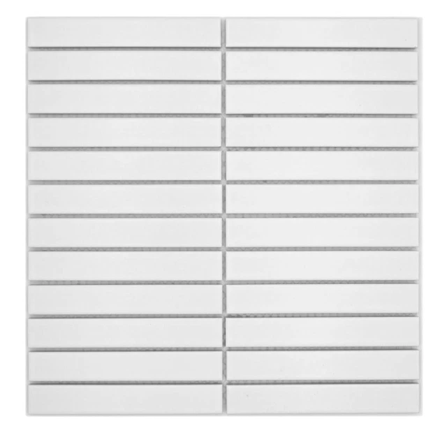 Bastoncini mosaico ceramica arte moderna bianco opaco piastrelle specchio cucina bagno | 10 tappetini