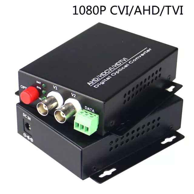 1080P HD CVI AHD TVI CCTV 2CH Video Data Fiber Optical Media Converters,S/M 20Km