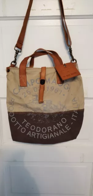 CAMPOMAGGI Brown Leather Paint Splatter Tote Bag Teodorano Italy