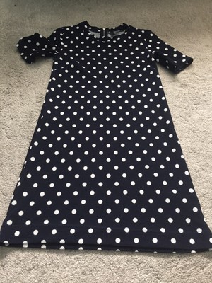 h and m top size 10 Tight Shift Dress In Navy With White Spots.