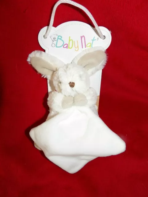 Doudou Peluche Lapin les flocons Gris Chiné Mouchoir Blanc BABY NAT Neuf