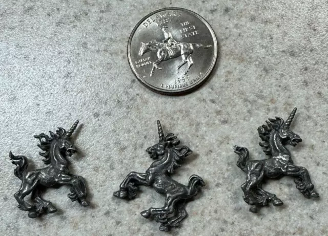 Lot of 3 Vintage Miniature Pewter Unicorn Figurines - Horse