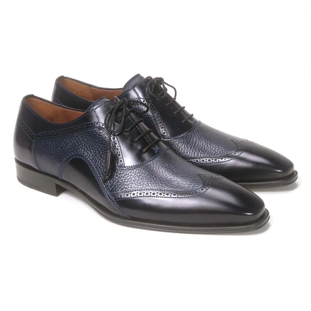 Mezlan Hommes Bleu Cerf Peau Bout D'Aile Oxford Chaussures (12, M)