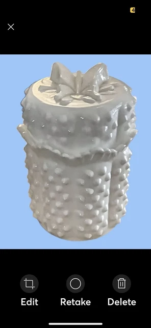 Fenton Milk Glass Candy Jar with Hobnail Details and Butterfly Lid - 6" Tall