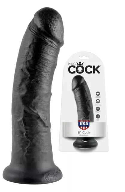 Dildo vaginale anale morbido fallo realistico nero pene con ventosa King Cock 8"