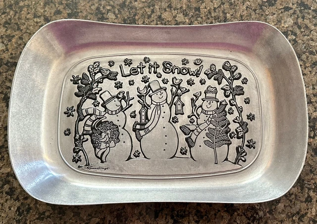 NEW Wilton Armetale RWP Serveware LET IT SNOW Bread Tray Hot or Cold Server 10x6