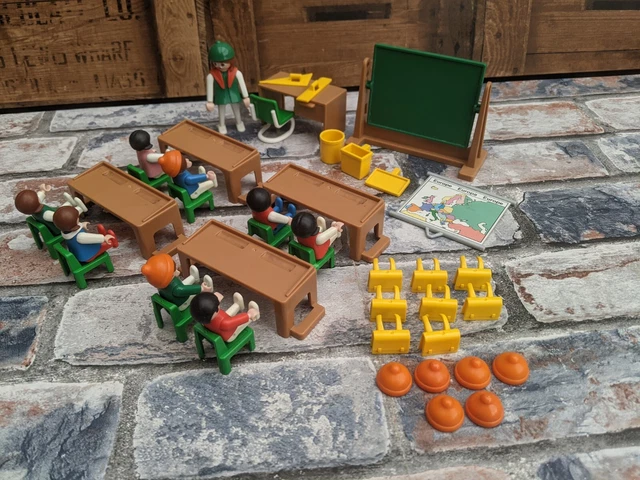 PLAYMOBIL VINTAGE 3522 BUREAU PUPITRE CHAISE VERTE SALLE CLASSE ECOLE