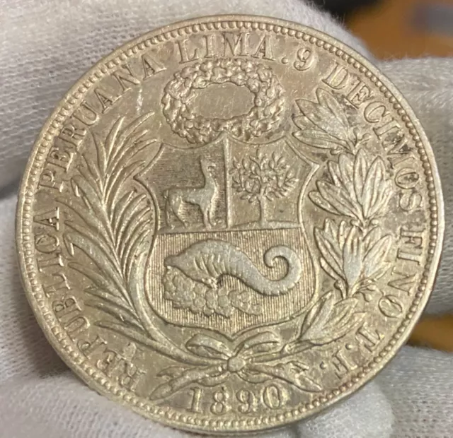 1890 TF Peru Un Sol ~ 90% Silver Coin