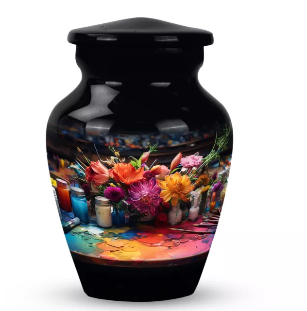 Floral Palette Explosion Tiny Urn Cremation Human Ashes Burial Urns For 3 inch