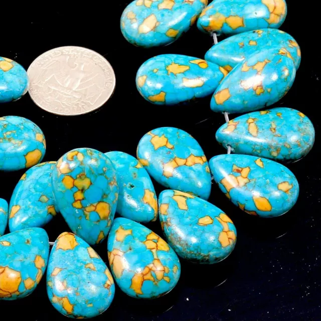 Blue Flower Magnesite Turquoise Teardrop Loose Bead 25x12mm 25pcs(TU88)d Jewelry