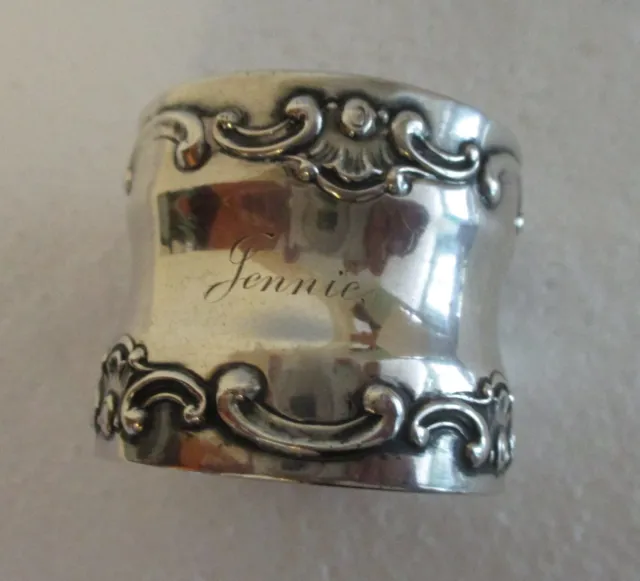 Antique sterling silver NAPKIN RING engraved Jennie
