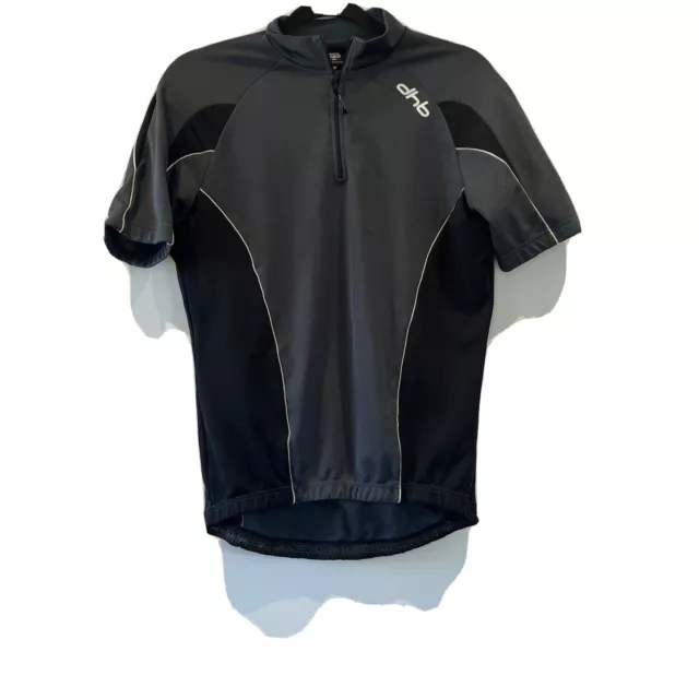 Herren DHB Radfahren Trikot Größe M grau/schwarz kurzärmelig halber Reißverschluss Jersey Top