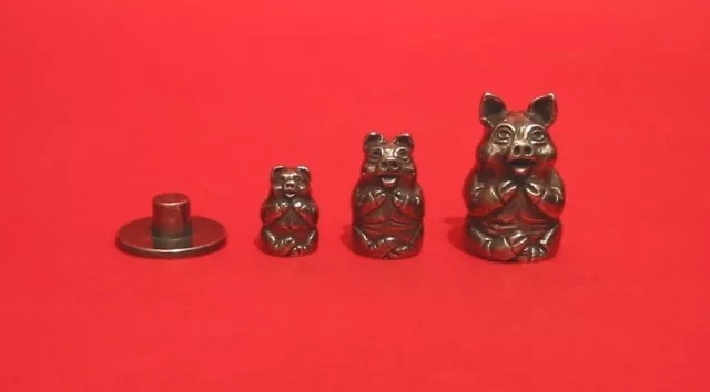 Pig Russian Doll Pewter Thimble Stacking Dolls Set Collectible Thimbles NEW