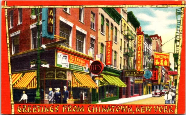 Postcard Chinatown Greetings 1955 NYC NY B206