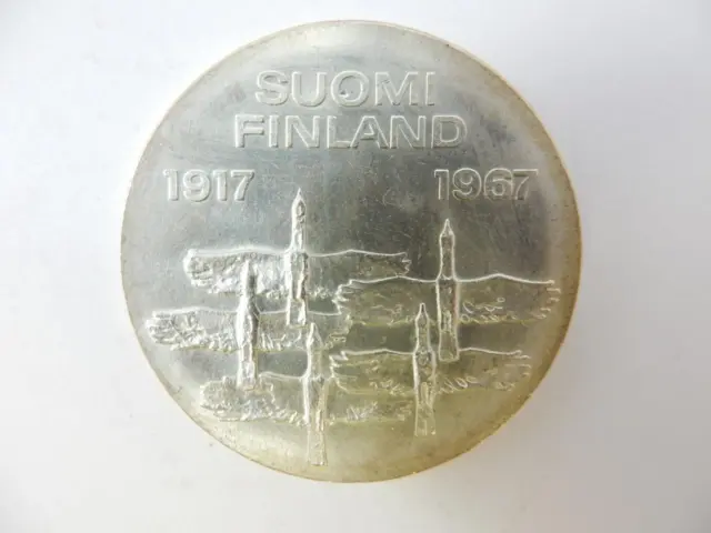 *1967 Suomi Finland 10 Markkaa, 50Th Anniversary (.6872 Asw)  #J12