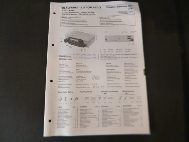 Original Service Manual Schaltplan Blaupunkt Essen Stereo CR
