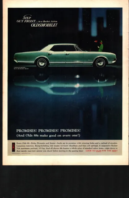 1966 Oldsmobile PRINT AD Olds Delta 88 4 Door 375 HP Rocket V8  Nostalgic b1
