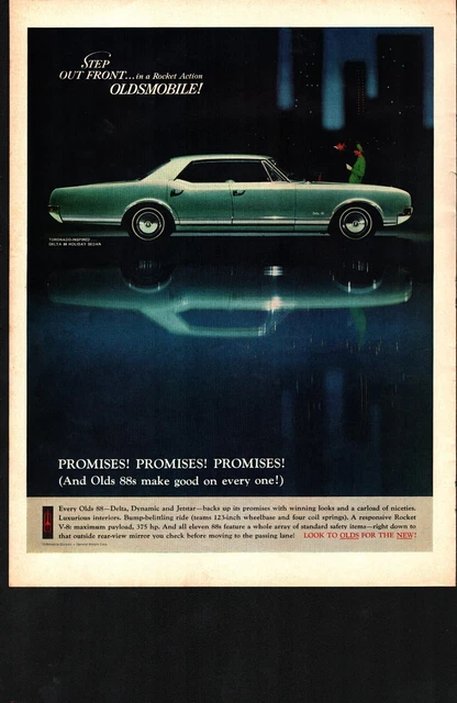 1966 Oldsmobile PRINT AD Olds Delta 88 4 Door 375 HP Rocket V8  Nostalgic b1