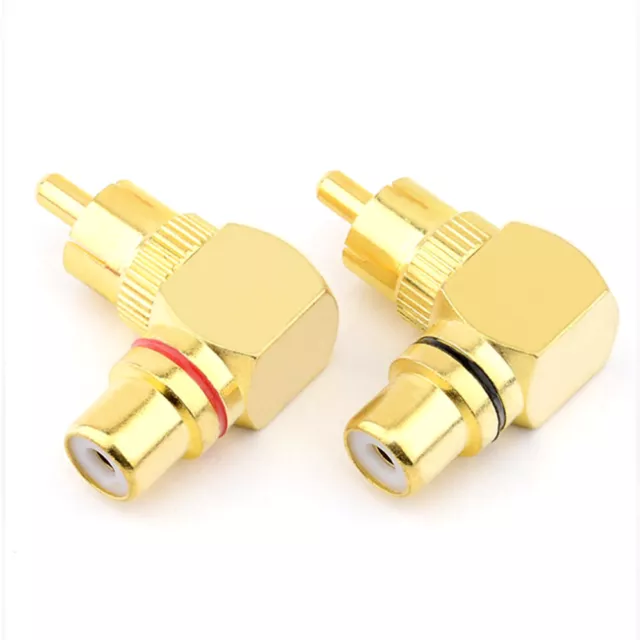 2PCS RCA Right Angle Male to Female Connector Plug 90 Degree RCA Phono Adapters