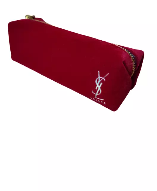 Trousse Yves Saint Laurent YSL in velluto, originale, rosso bordeaux, pochette