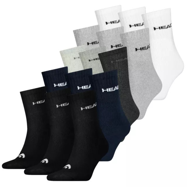 HEAD Unisexe Chaussettes Ras Du Cou 9er Multipack Blanc Noir Gris Bleu 35-46