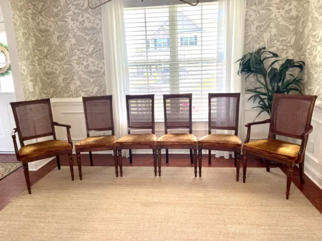 Ethan Allen Classic Manor Solid Maple Cane Back Dining Chairs Set of 6 