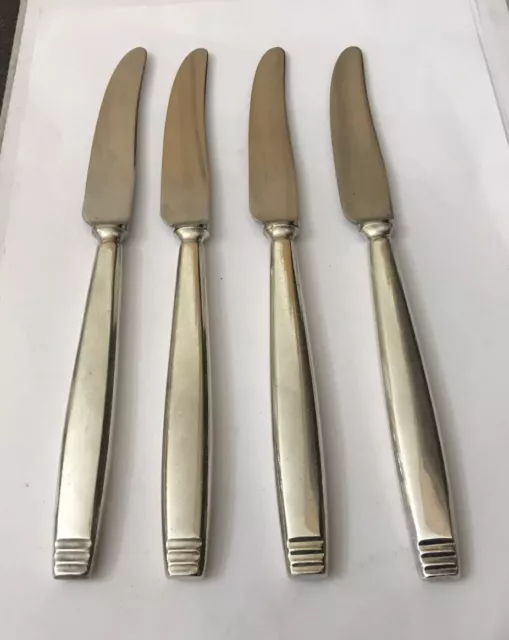 Vintage Elkington Rochester 4 X Silver Plate 24cm Dinner Table Knives Cutlery