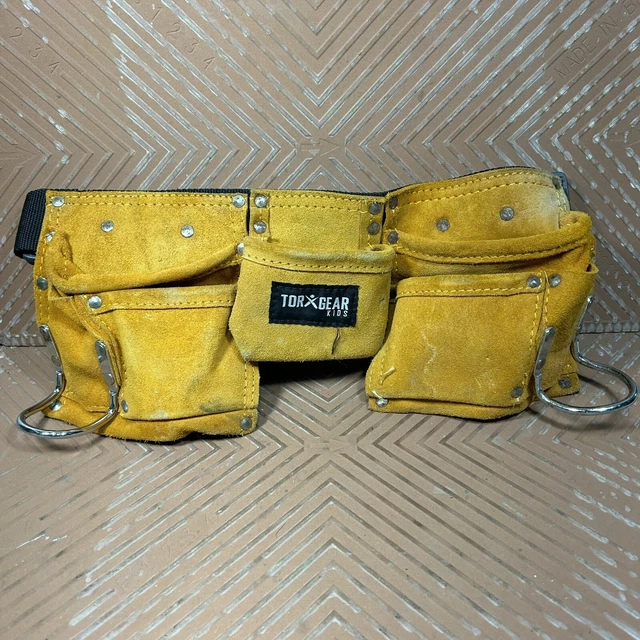 TorXGear Kids Suede Leather Tool Belt  Pouches Metal Hammer Loops Adjustable
