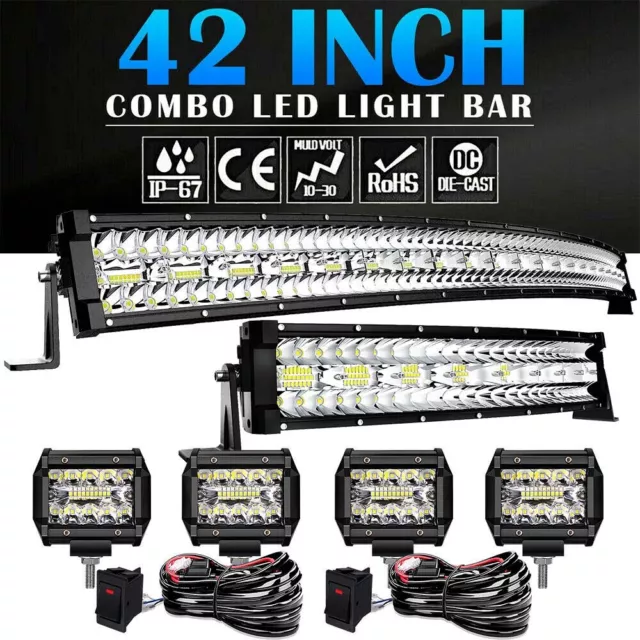 42 Inch 900W LED Light Bar Combo + 22" 450W +4" Small lights For Ford 42/22"