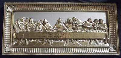 HOME INTERIORS LORDS Last Supper Picture Mirror Gold Gilt Wall Plaque ...