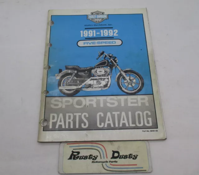 Harley Davidson Factory 1991-1992 Five Speed Sportster Parts Catalog 99451-92