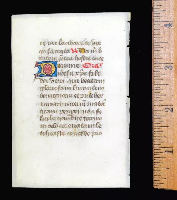 c. 1500 MEDIEVAL BOOK OF HOURS LEAF, FRANCE, ILLUMINATED MANUSCRIPT on VELLUM c. 1500 MEDIEVAL BOOK OF HOURS LEAF, FRANCE, ILLUMINATED MANUSCRIPT on VELLUM