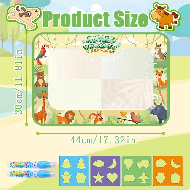 Water Mess DOODLE MAT, WATER Doodle Mat with 4 Templates & 2 Pens, Mess-Free Fun ...