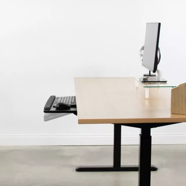 Underdesk Keyboard Tray Drawer Under Desk Computer Table Office Adjustable Shelf 3