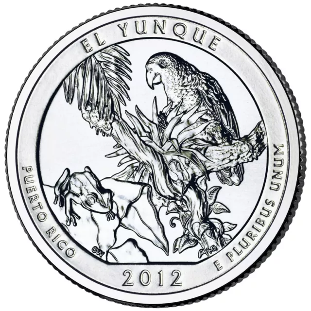 2012 El Yunque D  NP Quarter. ATB Series Uncirculated From US Mint roll.