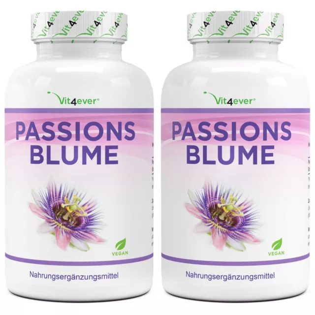 2x Passionsblume = 480 Kapseln (Vegan) á 550mg Extrakt 10:1! Extra Hochdosiert