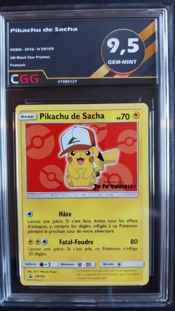 Pikachu de Sacha (SM 109) SM Black Star Promos FRANCAIS CGG 9,5 2108127 POKEMON