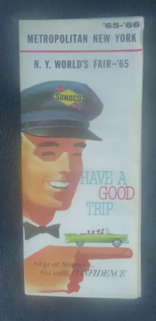 1965 New York World's Fair streets .metro road map Sunoco oil gas