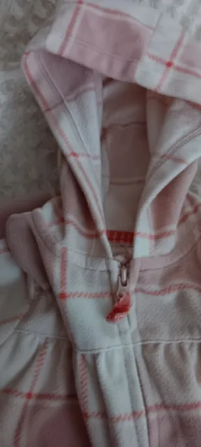 Carter's Baby Girl infant Hooded Fleece Jumpsuit Pink Ivory 12 MONTHS 3