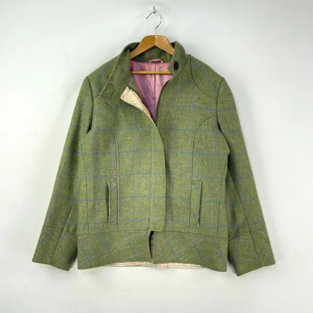 Equetech Tweed Jacket Womens 12 Green Check Wool Country Floral Duchess