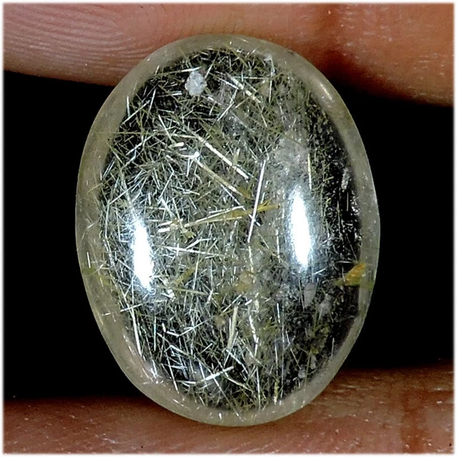 10.60 Cts Naturel Doré Aiguille Rutile Quartz Ovale Cabochon Desseré Gemme