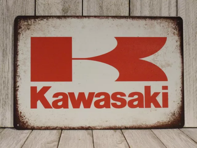 Kawasaki Motorcycles Tin Sign Metal Poster Rustic Vintage Style Man Cave Garage