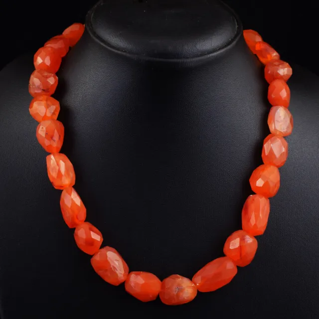 506 Cts Natural Carnelian & Amethyst Faceted Beads Womens Necklace JK 11E418