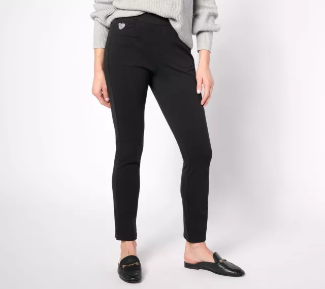 Quacker Factory Women's Petite Pants PL Short DreamJeannes Pull-On Black A629795