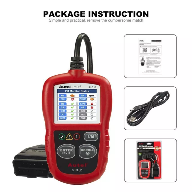 AUTEL OBD2 II AL319 Valise Diagnostique Pro Multimarque EOBD Diagnostic Scanner