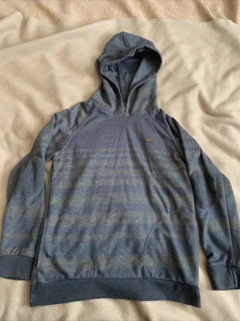 Lucky Brand Youth Boys Sz M Pullover Hoodie Long Sleeve Blue Gray Stripe