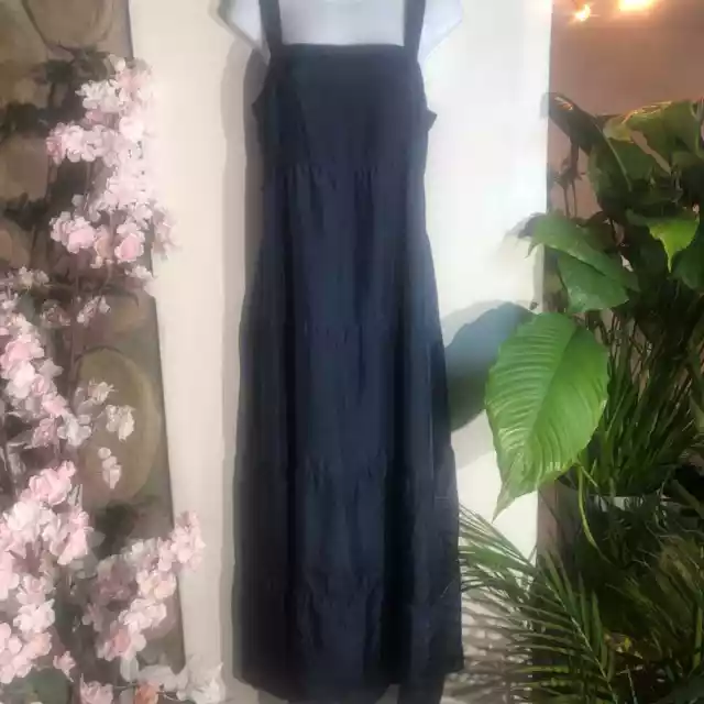 Eileen fisher blue silk bohemian maxi dress