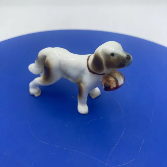 Vtg St. Bernard With Barrel Rescue Dog Miniature Figure Porcelain Ceramic Alpine